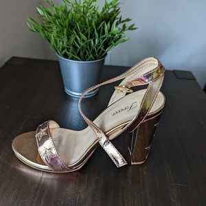 Gold Block Heel Sandal